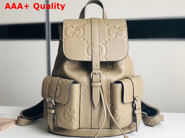 Gucci Jumbo GG Small Backpack in Taupe Leather 739503 Replica