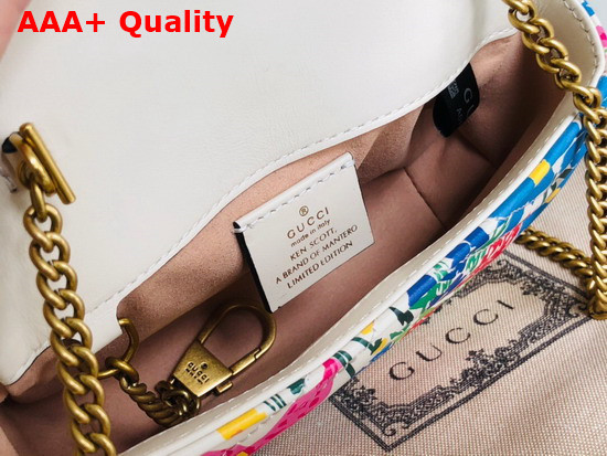 Gucci Ken Scott Print GG Marmont Matelasse Leather Super Mini Bag Ivory Leather 476433 Replica