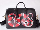 Gucci Kingsnake Print Leather Duffle Black Leather with Kingsnake Print 495476