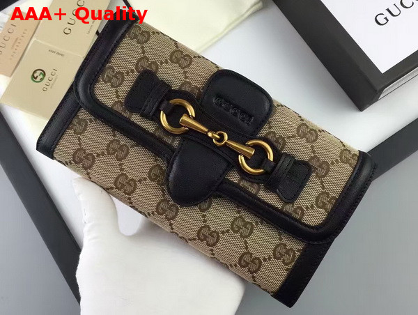 Gucci Lady Web Canvas Continental Wallet Black Replica