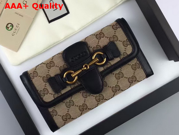 Gucci Lady Web Canvas Continental Wallet Black Replica