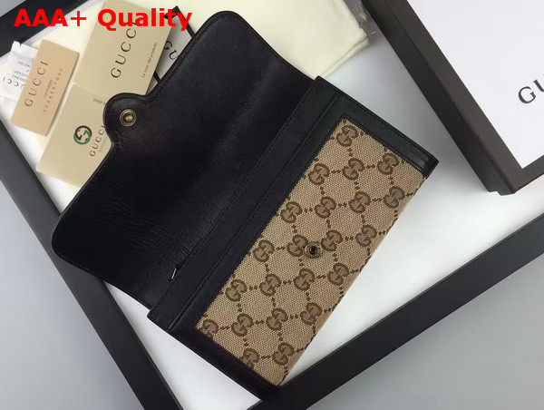 Gucci Lady Web Canvas Continental Wallet Black Replica