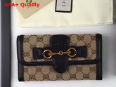 Gucci Lady Web Canvas Continental Wallet Black Replica