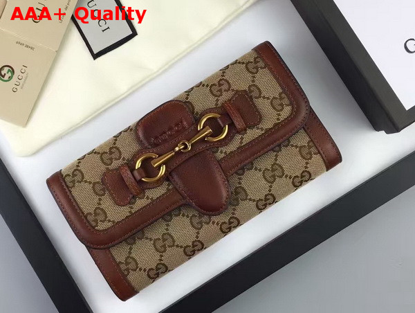 Gucci Lady Web Canvas Continental Wallet Brown Replica