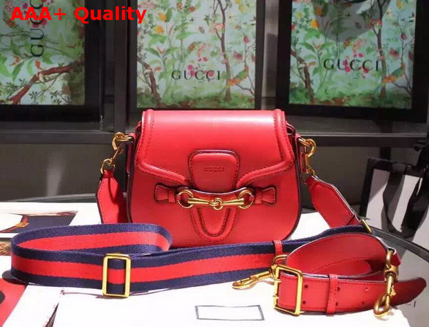 Gucci Lady Web Hand Stained Leather Shoulder Bag In Red Replica