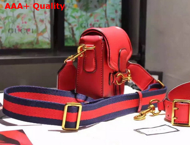 Gucci Lady Web Hand Stained Leather Shoulder Bag In Red Replica