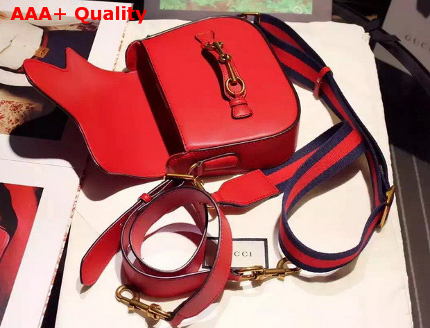 Gucci Lady Web Hand Stained Leather Shoulder Bag In Red Replica