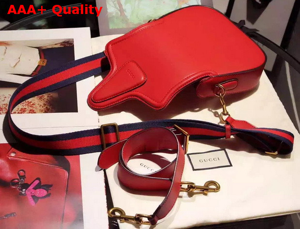 Gucci Lady Web Hand Stained Leather Shoulder Bag In Red Replica