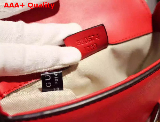 Gucci Lady Web Hand Stained Leather Shoulder Bag In Red Replica