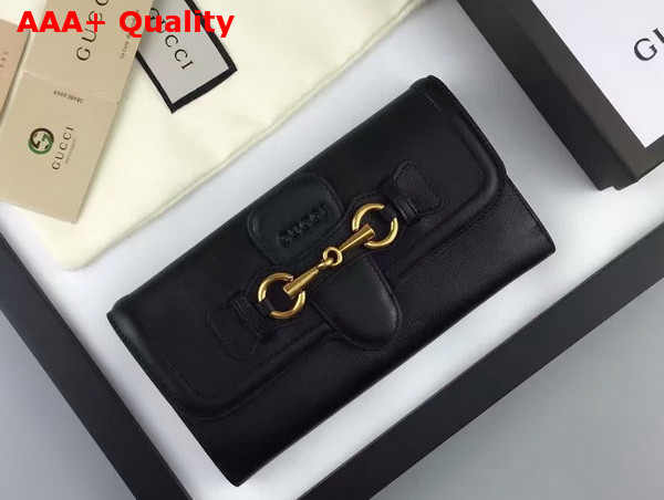 Gucci Lady Web Leather Continental Wallet Black Replica