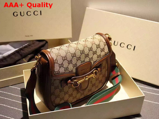 Gucci Lady Web Original GG Canvas Shoulder Bag with Brown Hand Stained Leather Replica