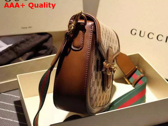 Gucci Lady Web Original GG Canvas Shoulder Bag with Brown Hand Stained Leather Replica