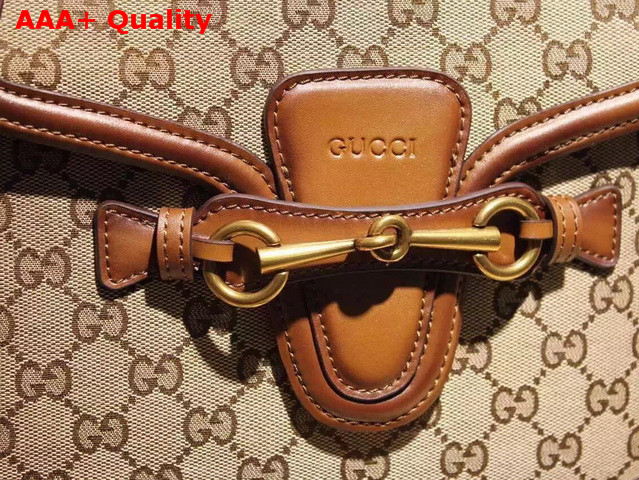 Gucci Lady Web Original GG Canvas Shoulder Bag with Brown Hand Stained Leather Replica