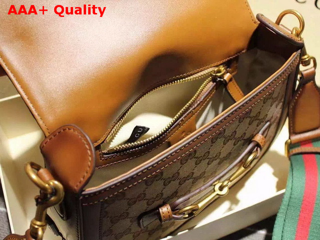 Gucci Lady Web Original GG Canvas Shoulder Bag with Brown Hand Stained Leather Replica