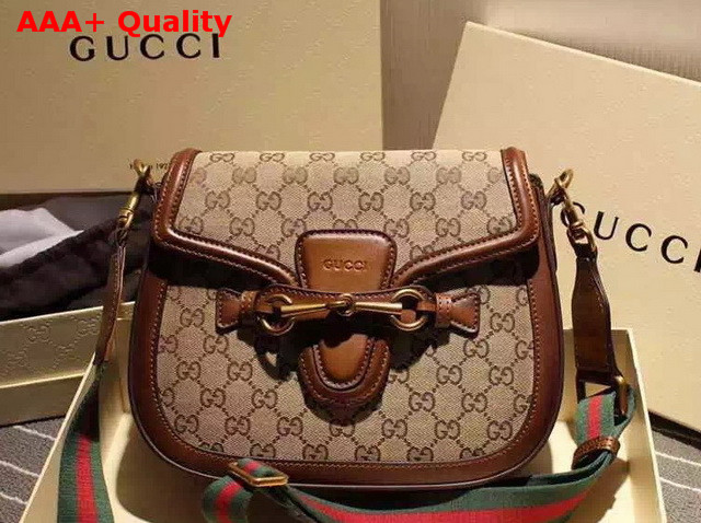 Gucci Lady Web Original GG Canvas Shoulder Bag with Brown Hand Stained Leather Replica