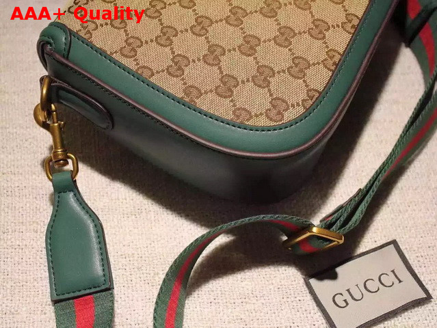 Gucci Lady Web Original GG Canvas Shoulder Bag with Green Leather Replica