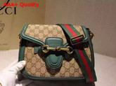 Gucci Lady Web Original GG Canvas Shoulder Bag with Green Leather Replica