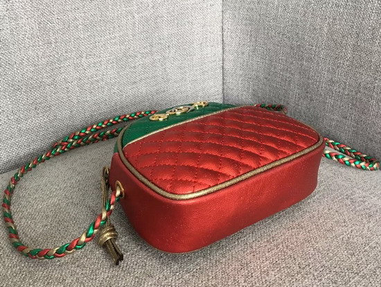 Gucci Laminated Leather Mini Bag Red and Green Matelasse Laminated Leather