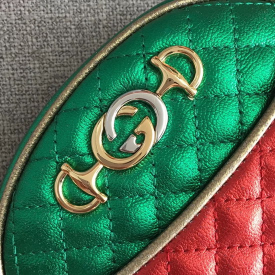 Gucci Laminated Leather Mini Bag Red and Green Matelasse Laminated Leather