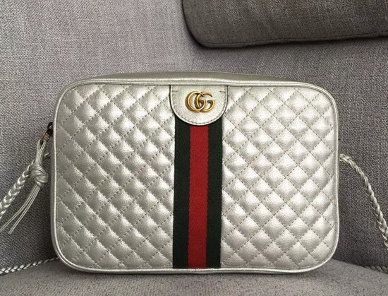 Gucci Laminated Leather Small Shoulder bag in Silver Laminated Leather