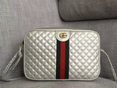 Gucci Laminated Leather Small Shoulder bag in Silver Laminated Leather