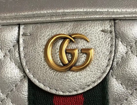 Gucci Laminated Leather Small Shoulder bag in Silver Laminated Leather