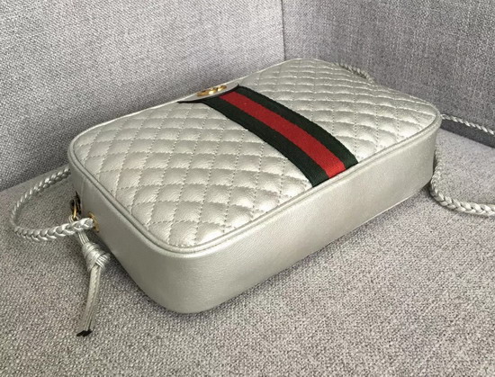 Gucci Laminated Leather Small Shoulder bag in Silver Laminated Leather