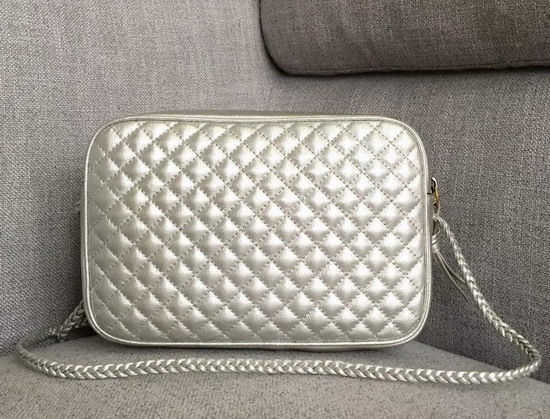 Gucci Laminated Leather Small Shoulder bag in Silver Laminated Leather