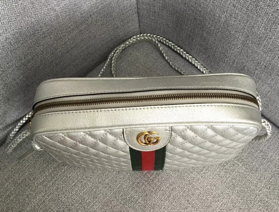 Gucci Laminated Leather Small Shoulder bag in Silver Laminated Leather