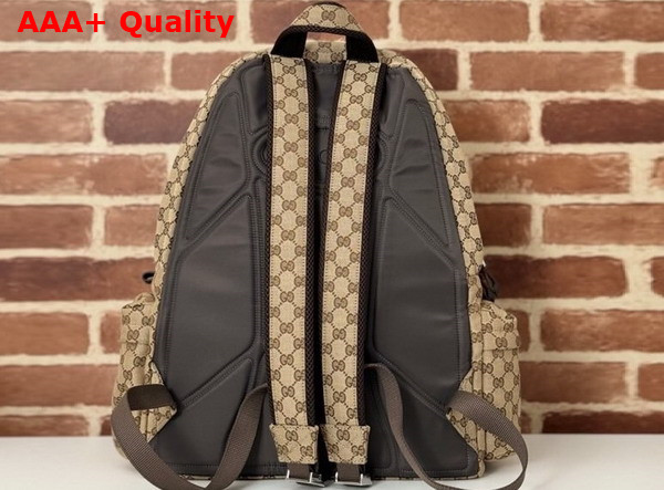 Gucci Large Backpack with Gucci Logo Beige and Ebony Original GG Canvas 800182 Replica