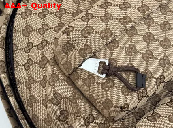 Gucci Large Backpack with Gucci Logo Beige and Ebony Original GG Canvas 800182 Replica