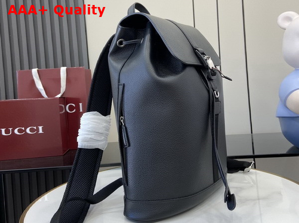 Gucci Large Backpack with Web Black Soft Grainy Leather 816750 Replica