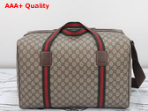 Gucci Large Duffle Bag with Web in Beige and Ebony Soft GG Supreme Canvas 758664 Replica