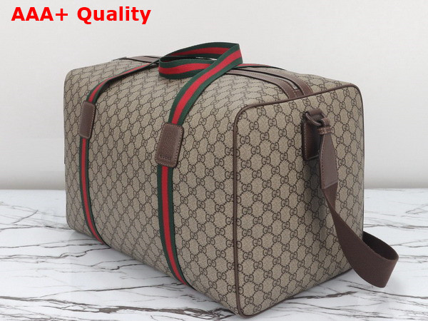 Gucci Large Duffle Bag with Web in Beige and Ebony Soft GG Supreme Canvas 758664 Replica