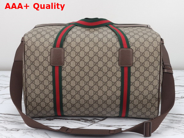 Gucci Large Duffle Bag with Web in Beige and Ebony Soft GG Supreme Canvas 758664 Replica