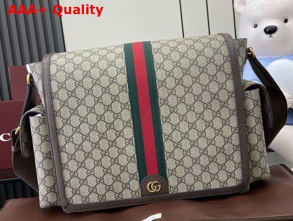 Gucci Large GG Diaper Bag in Beige and Dark Brown GG Supreme Canvas 819287 Replica