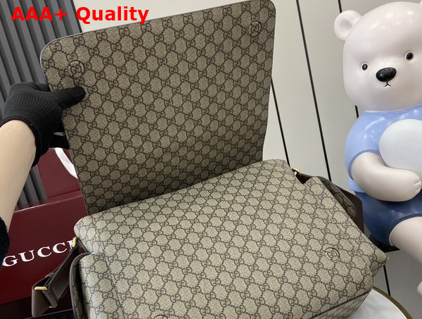 Gucci Large GG Diaper Bag in Beige and Dark Brown GG Supreme Canvas 819287 Replica