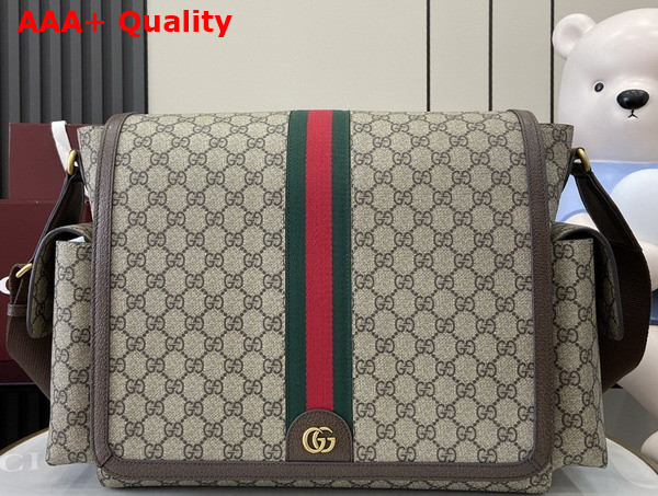 Gucci Large GG Diaper Bag in Beige and Dark Brown GG Supreme Canvas 819287 Replica