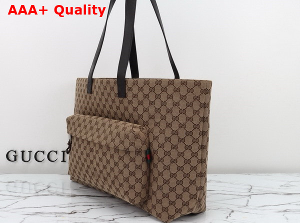 Gucci Large GG Tote Bag in Beige and Ebony Original GG Canvas 802166 Replica