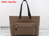 Gucci Large GG Tote Bag in Beige and Ebony Original GG Canvas 802166 Replica