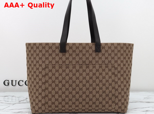 Gucci Large GG Tote Bag in Beige and Ebony Original GG Canvas 802166 Replica