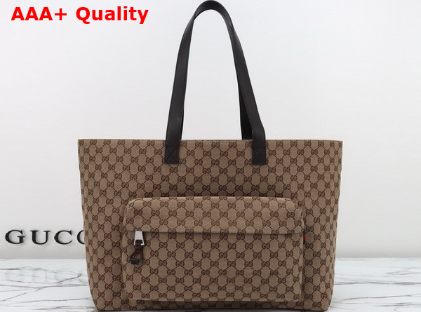 Gucci Large GG Tote Bag in Beige and Ebony Original GG Canvas 802166 Replica