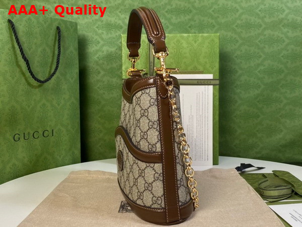 Gucci Large Shoulder Bag with Interlocking G Beige and Ebony GG Supreme Canvas 696011 Replica