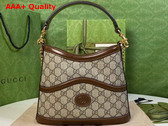 Gucci Large Shoulder Bag with Interlocking G Beige and Ebony GG Supreme Canvas 696011 Replica