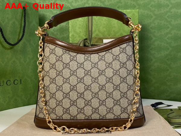 Gucci Large Shoulder Bag with Interlocking G Beige and Ebony GG Supreme Canvas 696011 Replica