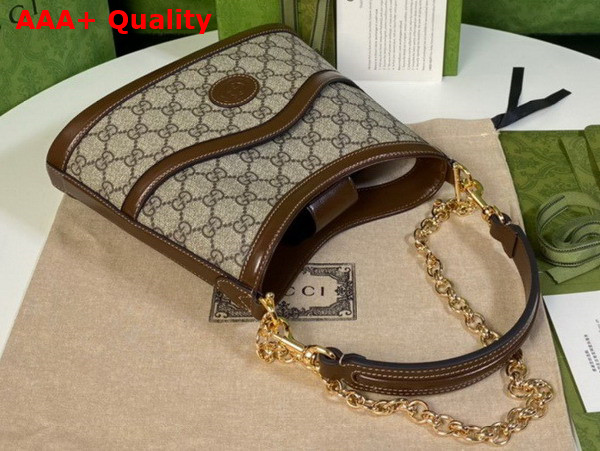 Gucci Large Shoulder Bag with Interlocking G Beige and Ebony GG Supreme Canvas 696011 Replica