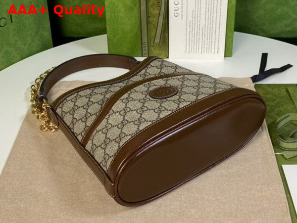 Gucci Large Shoulder Bag with Interlocking G Beige and Ebony GG Supreme Canvas 696011 Replica