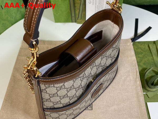 Gucci Large Shoulder Bag with Interlocking G Beige and Ebony GG Supreme Canvas 696011 Replica