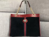 Gucci Large Tote with Tiger Head in Black Suede