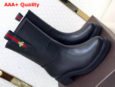 Gucci Leather Ankle Boot in Black Calfskin with Embroidered Bee Replica